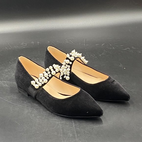 XYD Black Pointed Toe Slip On Mary Jane Flats - Picture 5 of 10